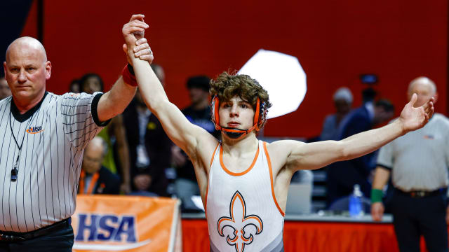 St. Charles East senior wrestler Ben Davino